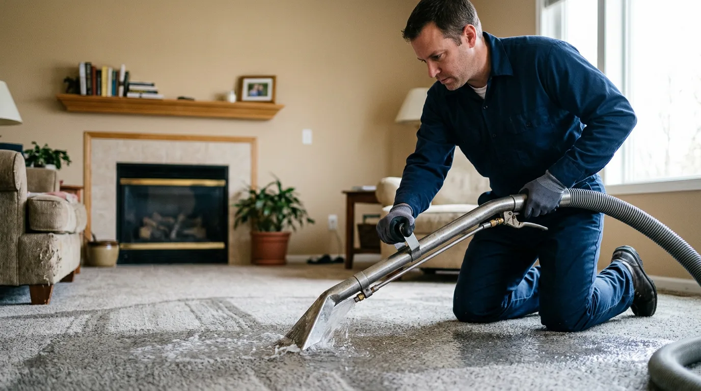 Water damage restoration technician working near Olden, TX
